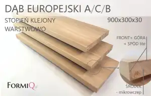 Stopnie dąb europejski A/C/B 900x300x30