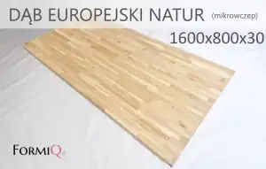 Blat do biurka drewno dąb europejski natur 1600x800x30